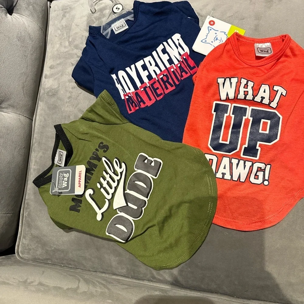 NEW Simple Wags 3 Graphic Dog T-Shirts Set